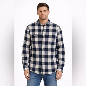 Ralph Lauren Navy and Cream Plaid Shirt